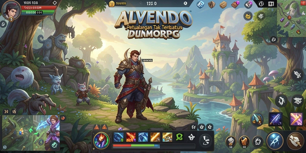 Screenshot gameplay ALVENDO yang menampilkan pertempuran epik dalam MMORPG.