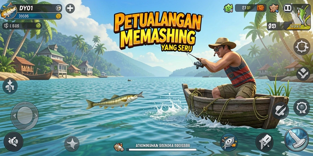 Tampilan gameplay DY01 dengan aksi memancing yang menegangkan dan indah.