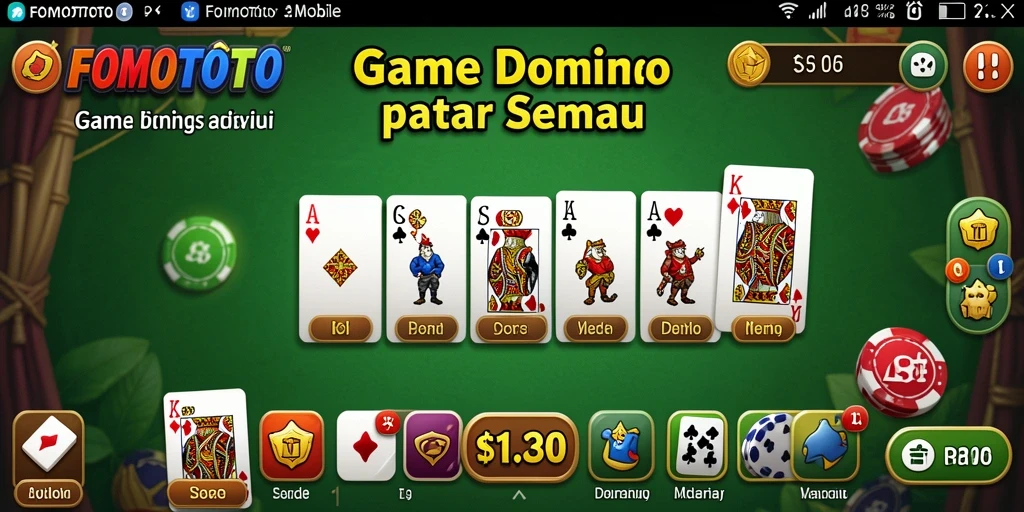 Screenshot FOMOTOTO menampilkan gameplay seru permainan Domino.