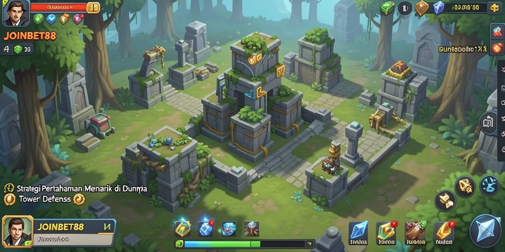 Tampilan gameplay strategi menara yang seru dan mendebarkan.