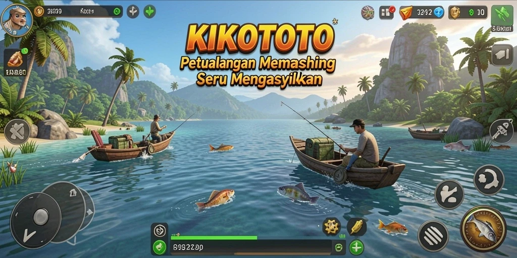 Tampilan screenshot KIKOTOTO dengan gameplay memancing yang mendebarkan.