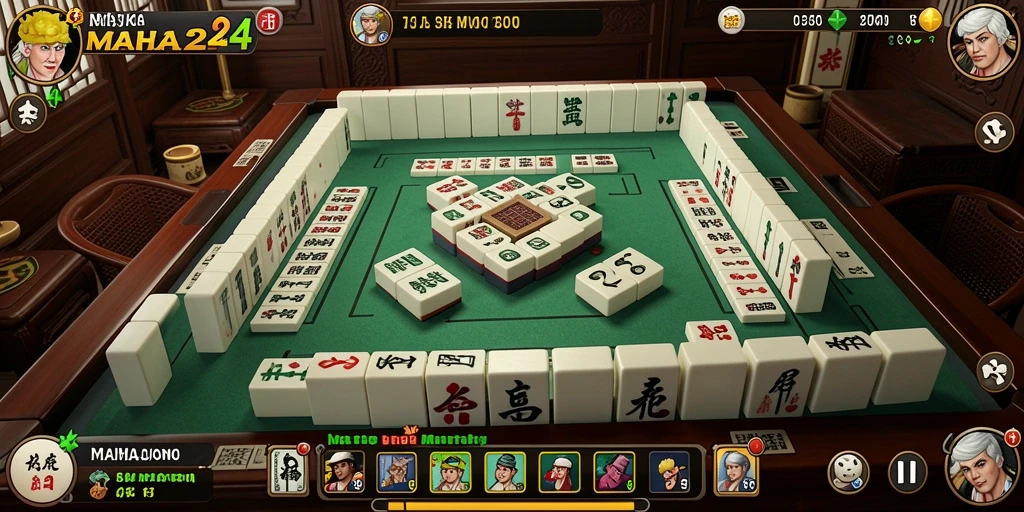 Tangkapan layar utama MAHA24 menampilkan gameplay Mahjong yang menarik.