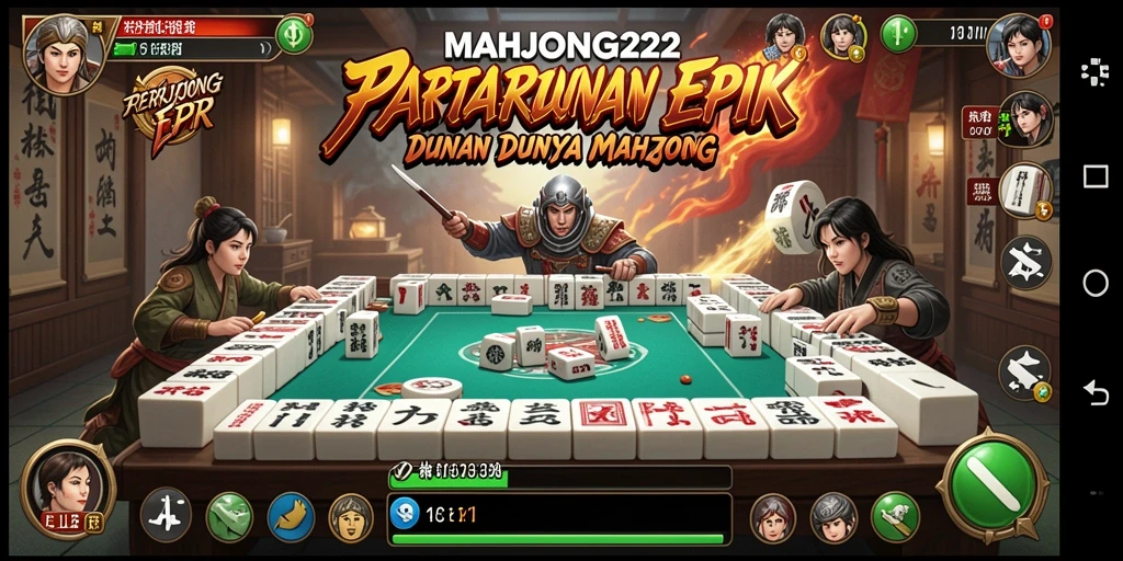 Gameplay seru MAHJONG222 dengan pertarungan intens dan karakter unik.