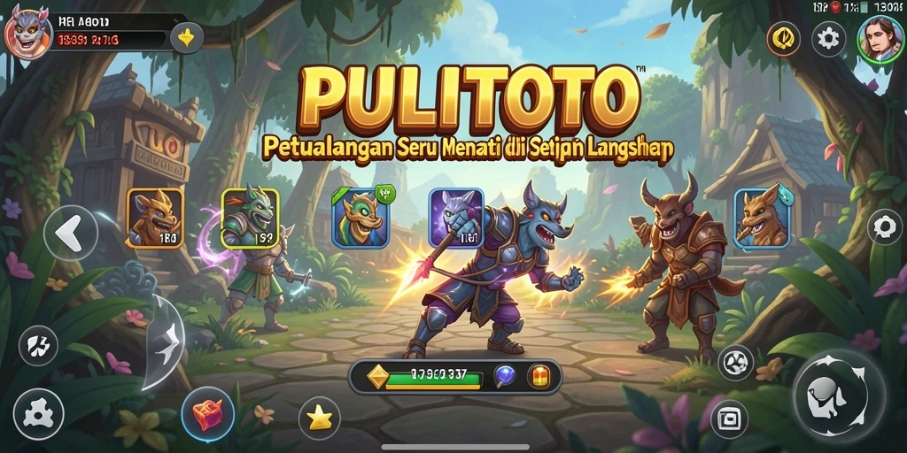 Screenshot utama PULITOTO menampilkan gameplay penuh petualangan dan tantangan.