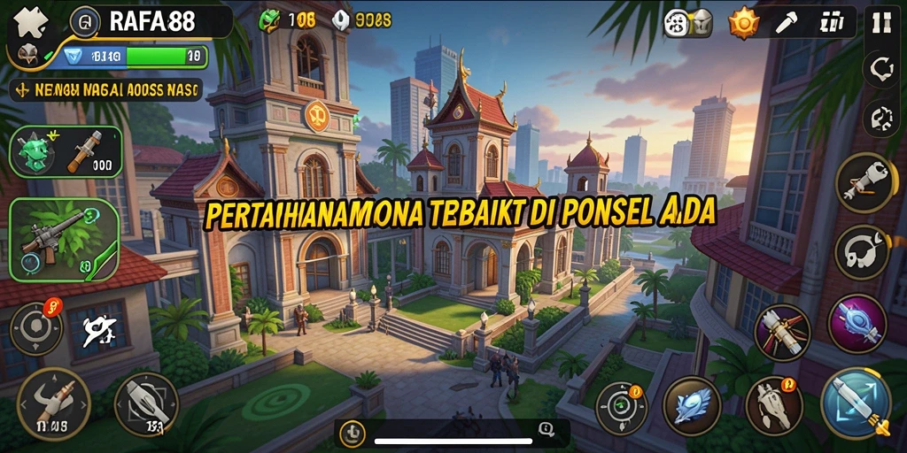Screenshot utama RAFA88 menampilkan aksi pertahanan menara yang intens.