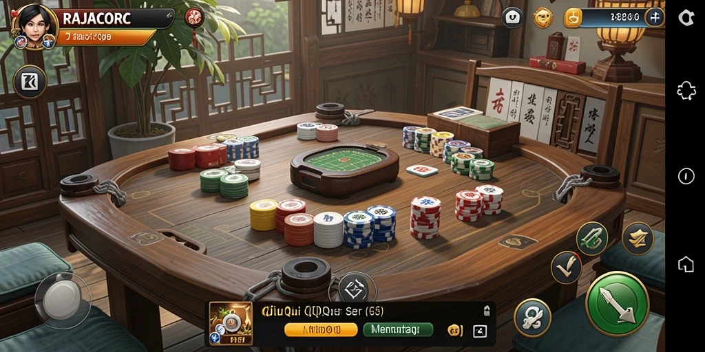 Tampilan gameplay QiuQiu yang menarik dan interaktif di RAJACORC.