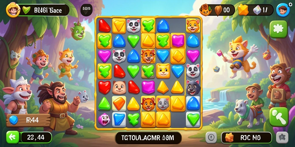 Tampilan gameplay seru dalam game Match-3 RR44.