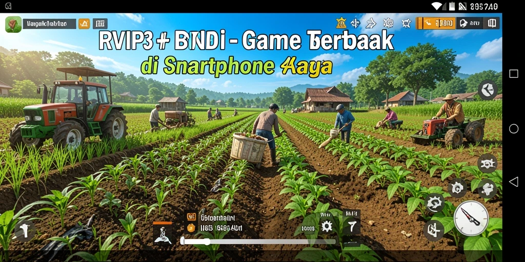 Screenshot permainan RVIP3 menampilkan taman indah dengan tanaman subur.