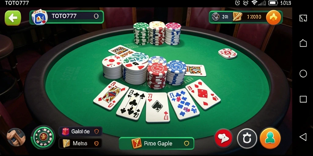 Screenshot gameplay TOTO777 yang menampilkan permainan Gaple yang seru.
